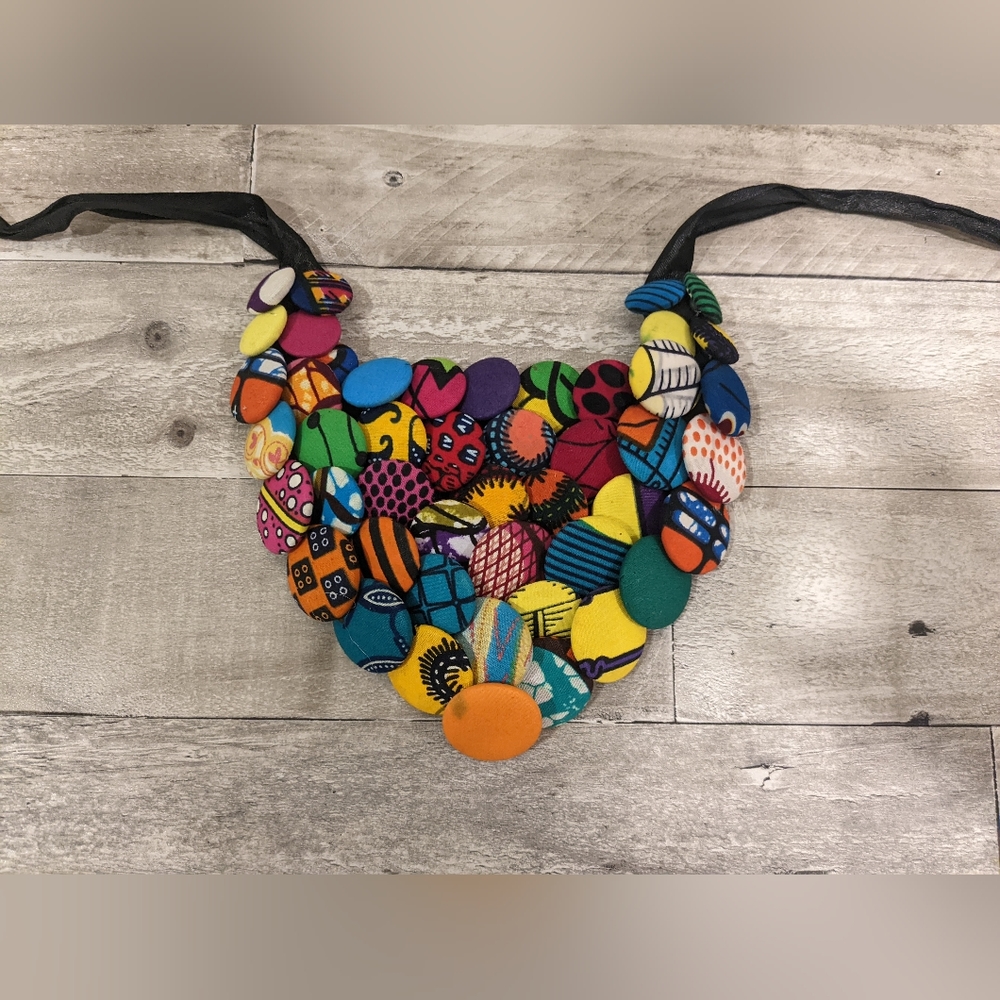 Gorgeous Handmade Ankara/African Button Bib Necklace